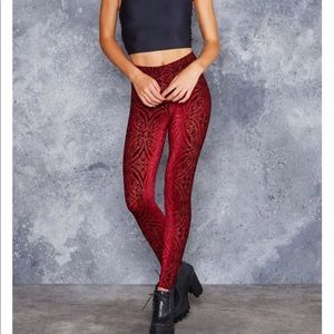 BlackMilk burned velvet wine leggings